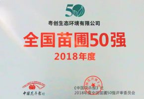 2018年度全國苗圃50強